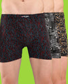 T.T. Men Desire Super Combed Cotton Printed Snug Fit Long Trunks For Men Pack Of 3 Black-Grey-D.Brown