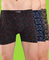 T.T. Men Desire Super Combed Cotton Printed Snug Fit Long Trunks For Men Pack Of 3 Black-D.Brown-Navy
