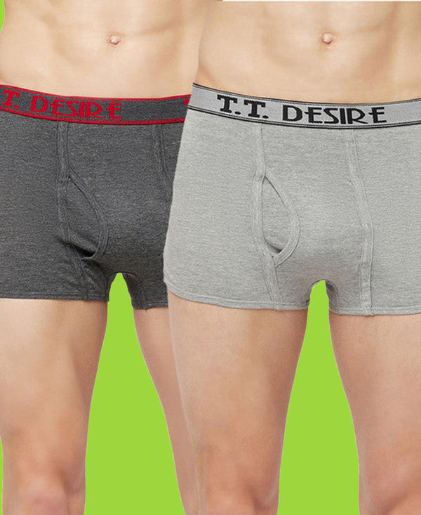 T.T. Mens Desire Fashion Top Elastic Trunk Pack Of 2 Anthra-Grey