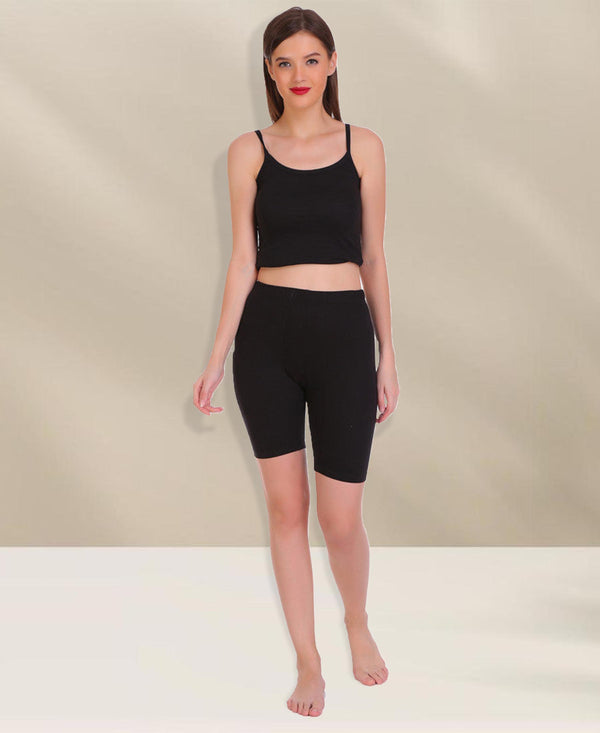T.T. Women Cotton SpandexMultipurpose ShortBlack