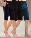 T.T. Men Regular Fit Poly Jersey Capri With Side Piping Pack Of 3-Airforce-Black-Navy