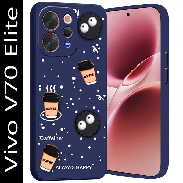 Mobielectro Cute Fun Cartoon 3DBear Coffee Case for Vivo V70 Elite - Blue