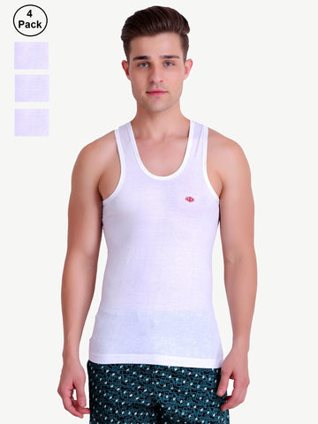 T.T. COOL 100% COTTON VEST (PACK OF 4) White