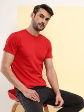 T.T. Men's Solid Eco Friendly (Cotton Rich) Recycled Fabric Regular Fit Round Neck T-Shirt-Red