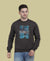 Hiflyers Men|Regular Fit|Chest Printed Cotton Fleece|Soft Stylish Casual Winter Wear Sweatshirt|Charcoal-P5