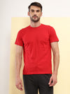 T.T. Men's Solid Eco Friendly (Cotton Rich) Recycled Fabric Regular Fit Round Neck T-Shirt-Red