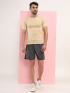 T.T Mens Regular Fit  Poly Jersey Round Neck Half Sleeve T-Shirt- Ivory