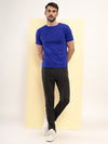 T.T Mens Royal Blue Regular Fit  Poly Jersey Round Neck Half Sleeve T-Shirt