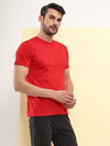 T.T. Men's Solid Eco Friendly (Cotton Rich) Recycled Fabric Regular Fit Round Neck T-Shirt-Red