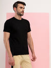 T.T. Men's Solid Eco Friendly (Cotton Rich) Recycled Fabric Regular Fit Round Neck T-Shirt-Black