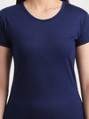 T.T. Women Solid Regular Fit Poly Round Neck Tshirts -Navy