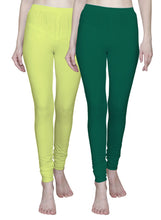 T.T. Women Solid Chudidar Cotton Lycra Cool Leggings -Light Lemon - RAMA GREEN( Free Size)