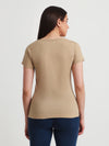 T.T. Women Solid Regular Fit Poly Round Neck Tshirts -Beige