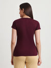 T.T. Women Solid Regular Fit Poly Round Neck Tshirts -Wine