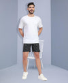 T.T. Men Regular Fit Cotton Polyster Printed Short With Zip Pocket Pack Of 1-Black Triangle
