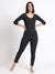 T.T. Women Regular Fit Cotton Rich With Elastomeric Finish 3/4Th Slip -Trouser Thermal Set -Black