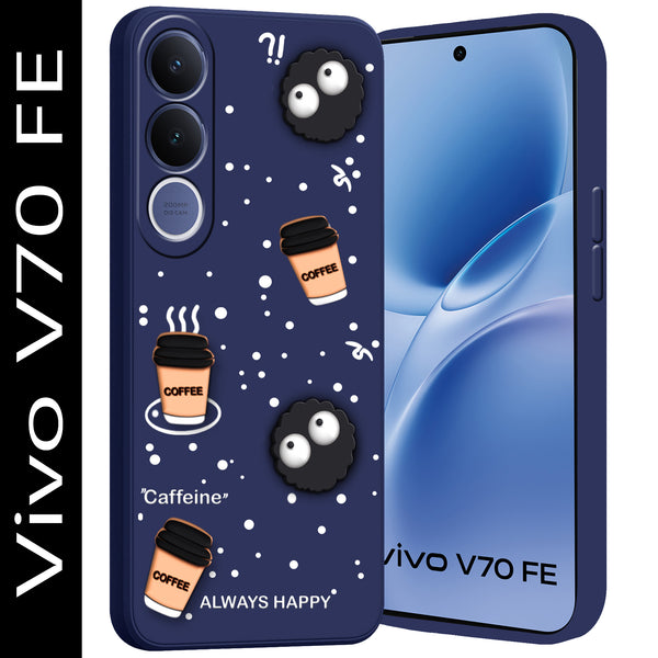 Mobielectro Cute Fun Cartoon 3DBear Coffee Case for Vivo V70 FE - Blue