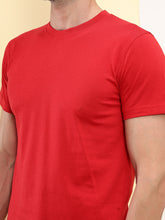 T.T. Men's Solid Eco Friendly (Cotton Rich) Recycled Fabric Regular Fit Round Neck T-Shirt-Red