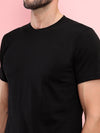 T.T. Men's Solid Eco Friendly (Cotton Rich) Recycled Fabric Regular Fit Round Neck T-Shirt-Black