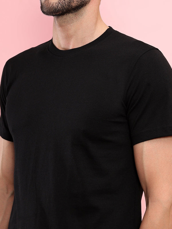 T.T. Men'S Solid Eco Friendly (Cotton Rich) Recycled Fabric Regular Fit Round Neck T-Shirt-Black
