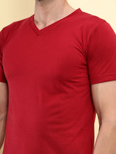 T.T Mens Regular Fit  Poly Jersey V-Neck Half Sleeve T-Shirt- Maroon