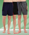T.T. Men Regular Fit Poly Jersey Cut And Sew Bermuda Short Pack Of 3-Black-Grey-Navy