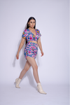 Garden Party Violet Ikat Print Co Ord Set (Combo)