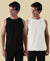 Almo Men’S Cotton Vest|Premium Melange Cotton|Regular Fit|Soft, Breathable, Fade-Resistant | Anti-Bacterial & Lightweight | Ideal For Gym/Sports Activities|Pack Of 2|Black::White
