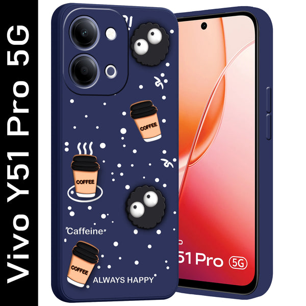 Mobielectro Cute Fun Cartoon 3DBear Coffee Case for Vivo Y51 Pro 5G - Blue