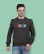 Hiflyers Men|Regular Fit|Chest Printed Cotton Fleece|Soft Stylish Casual Winter Wear Sweatshirt|Charcoal-P6