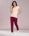 HiFlyers Women Comfort Fit Maroon Solid Cotton Track Pants