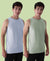 T.T. Men’S Cotton Vest|Premium Melange Cotton|Regular Fit|Soft, Breathable, Fade-Resistant | Anti-Bacterial & Lightweight | Ideal For Gym/Sports Activities|Pack Of 2|Blue::Green