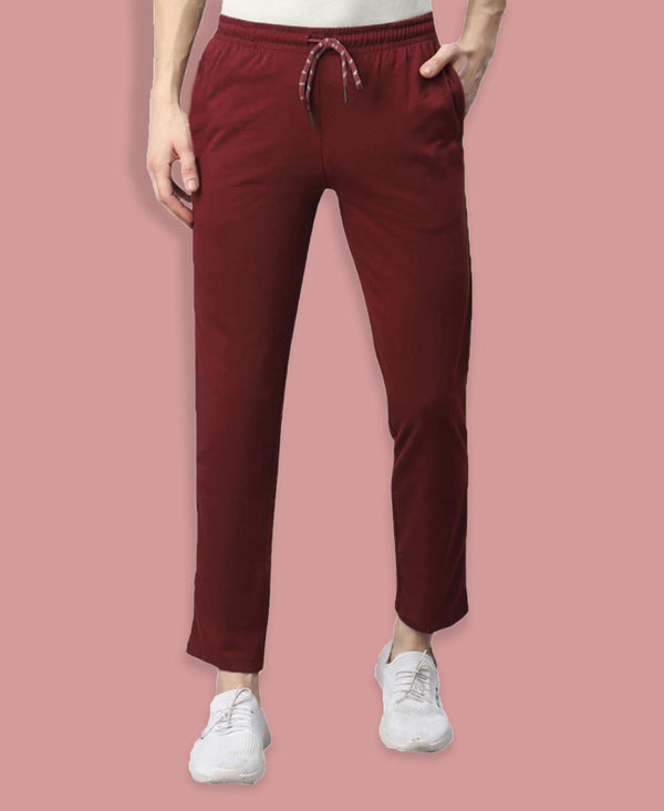 T.T. Men|Cotton Trackpant With Zipper Pocket|Regular Fit|Elastic Waist With Drawstring, Ultra Soft Stretch Fabric – Gym, Sports & Casual Wear With Side Piping||Maroon