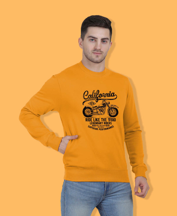 Hiflyers Men|Regular Fit|Chest Printed Cotton Fleece|Soft Stylish Casual Winter Wear Sweatshirt|Mustard-P11