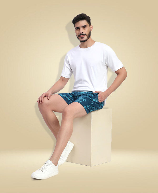 T.T. Men Regular Fit Cotton Polyster Printed Short With Zip Pocket Pack Of 1-Airforce