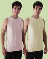 Almo Men’S Cotton Vest|Premium Melange Cotton|Regular Fit|Soft, Breathable, Fade-Resistant | Anti-Bacterial & Lightweight | Ideal For Gym/Sports Activities|Pack Of 2|Peach::Tan