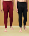 T.T. Boys & Girls |Slim Fit| Cotton Fleece |Inner Elastic|Trendy Winter Wear|Dyed Thermal Trouser Pack Of 2-Red-Black