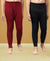T.T. Boys & Girls |Slim Fit| Cotton Fleece |Inner Elastic|Trendy Winter Wear|Dyed Thermal Trouser Pack Of 2-Red-Black