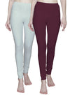 T.T. Women Solid Chudidar Cotton Lycra Cool Leggings -DEEP MAROON - Ivory( Free Size)