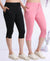 T.T. Women Regular Fit Poly Jersey Solid Capri Pack Of 2-Black-Pink