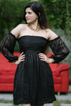 Striped off shoulder dress