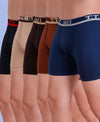 T.T. Men Jazz Top Elastic Trunk Pack Of 5 (Black - Blue - Beige - Rust - D.Brown)