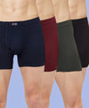 T.T. Mens Jazz Fine Long Inner Elastic TrunkPack Of 4 Black-Maroon-Olive-Navy
