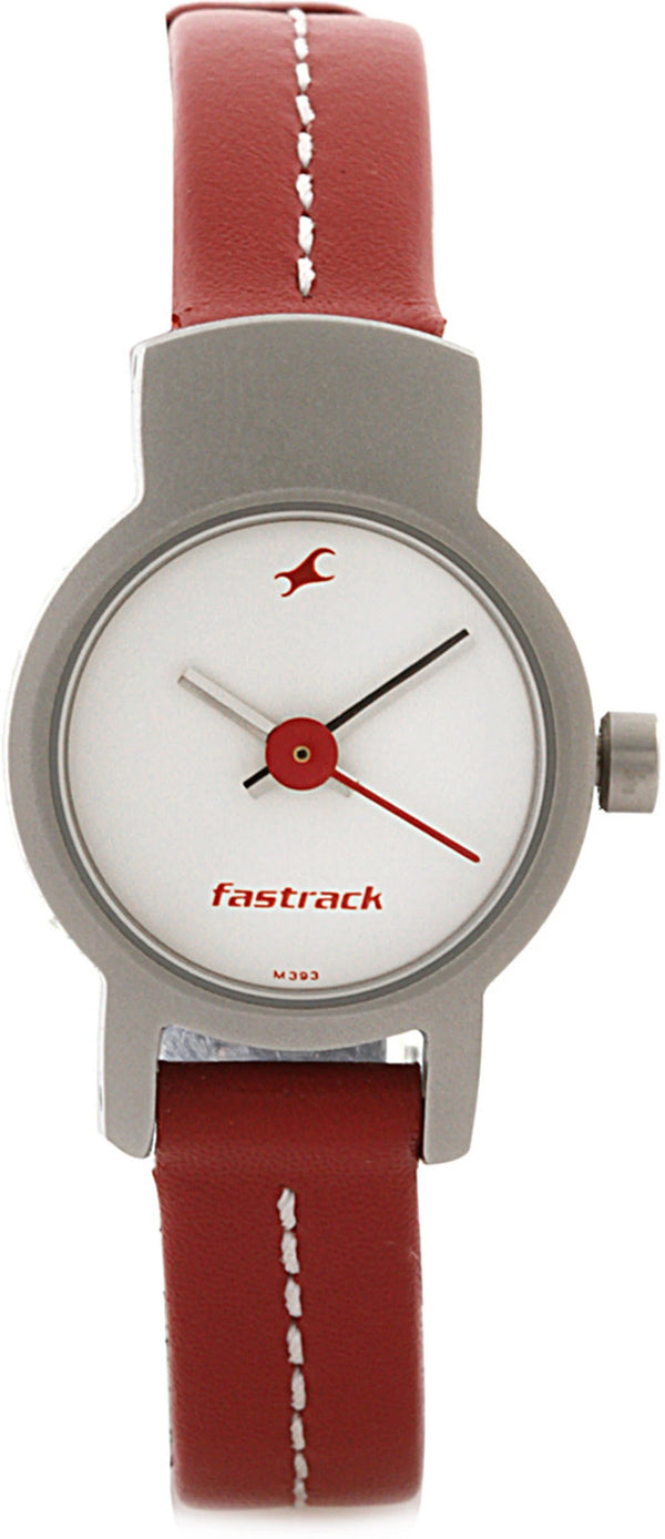 Quartz Analog White Dial Leather Strap Watch for Girls