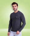 HiFlyers Men Round Neck Full Sleeve Solid Anthra T-Shirt