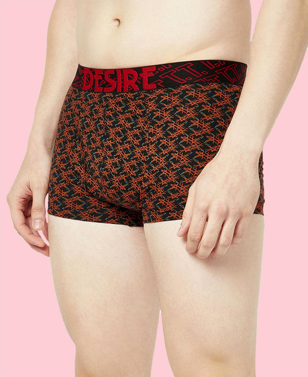 T.T. Mens Desire 100% Combed Cotton Printed Mini Top Elastic Trunk Pack Of 1 Orange