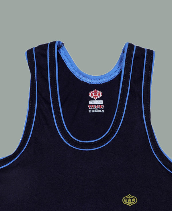 T.T. Kids Titanic Piping Dyed Vest Pack Of 3 Navy-Sky-Black