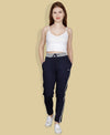 HiFlyers Women Comfort Fit Solid Cotton Trackpant Navy