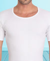T.T. Men Interlock Half Sleeve White Pure Cotton Vest