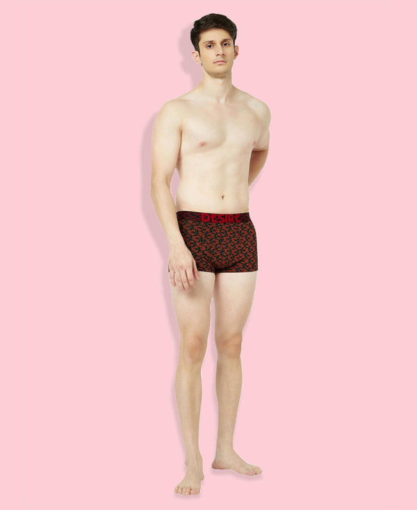 T.T. Mens Desire 100% Combed Cotton Printed Mini Top Elastic Trunk Pack Of 1 Orange